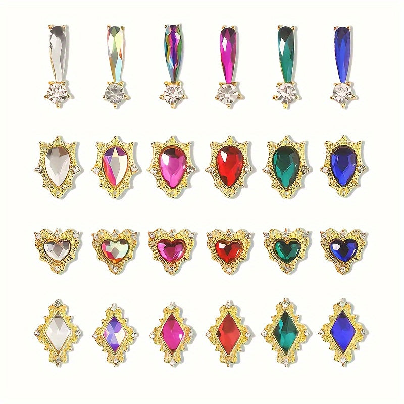 240-Piece Nail Art Rhinestone Set, Alloy Studs for Women and Girls, Unscented, Versatile Nail Jewelry for DIY Manicure Decoration and Accessories